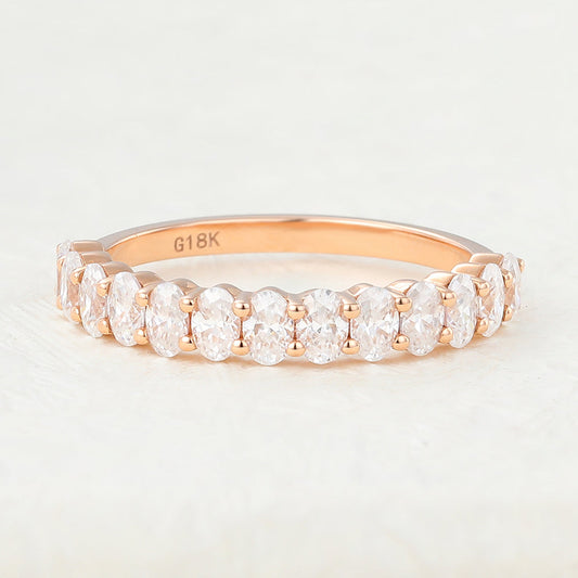 Timothy-0.78 TCW Oval Moissanite Bezel Wedding Band