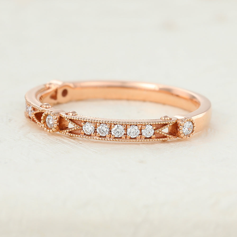 Ariana-0.15 TCW Round Moissanite vintage Wedding Band