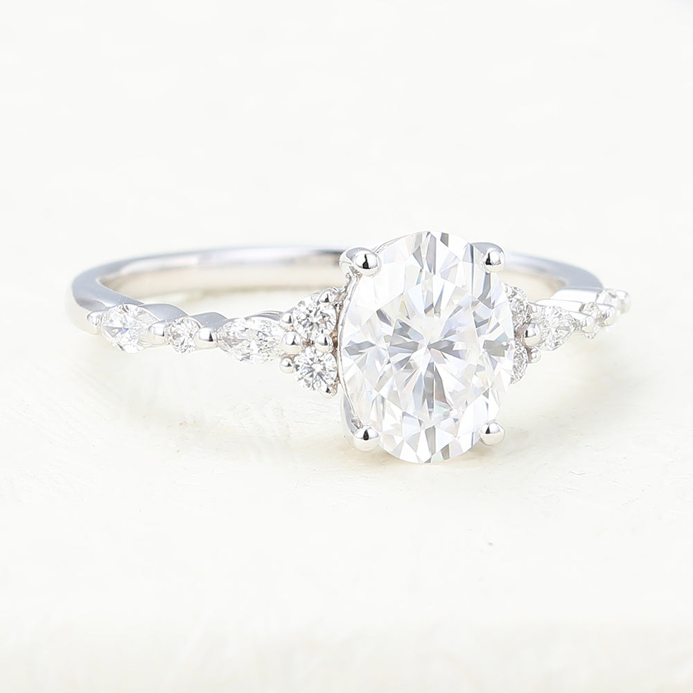 Emerson-1.33 Carats Oval Moissanite Pave Engagement Ring