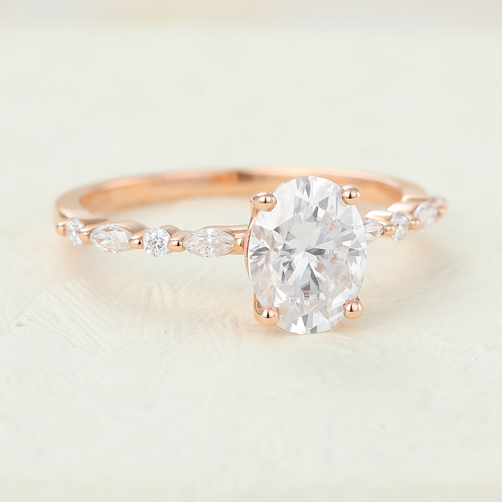Lucille-1.33 Carats Oval Moissanite Pave Engagement Ring