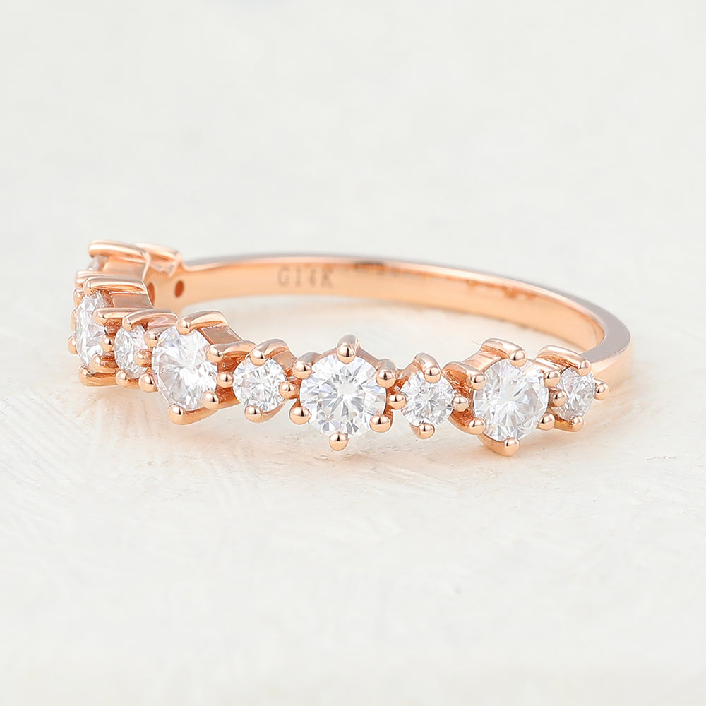 Ruby-0.7 TCW Round Moissanite Vintage Wedding Band