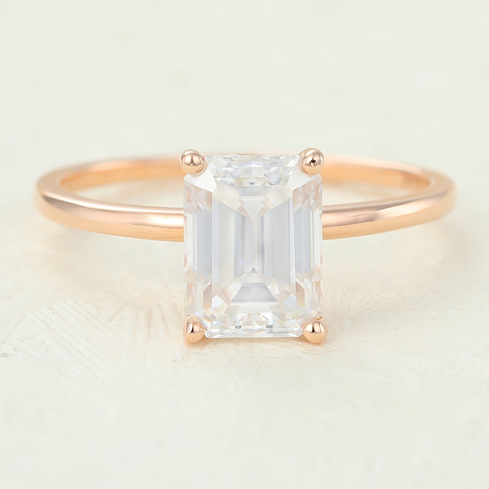 Brynn-1.6 Carats Emerald Moissanite Solitaire Engagement Ring