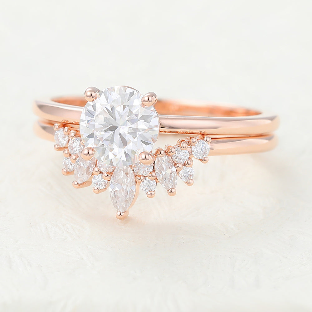 Jonah-0.68 Carats Round Moissanite Solitaire Bridal Ring Set