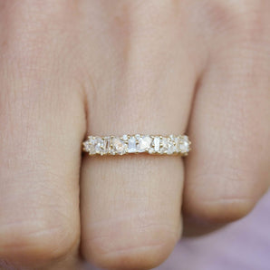 0.48 TCW Pear, Baguette and Round Cluster Wedding Band