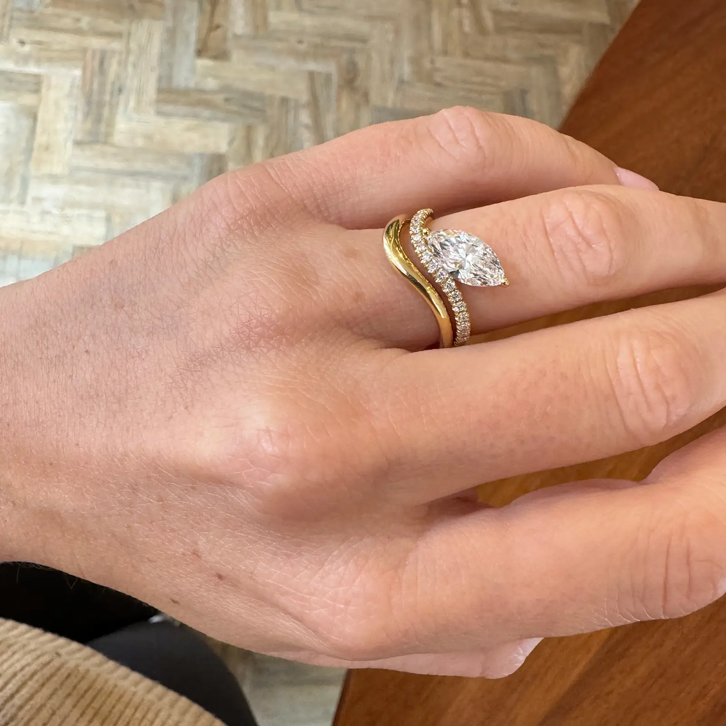 1.41 CT Marquise Diamond Pave Settings Engagement Ring