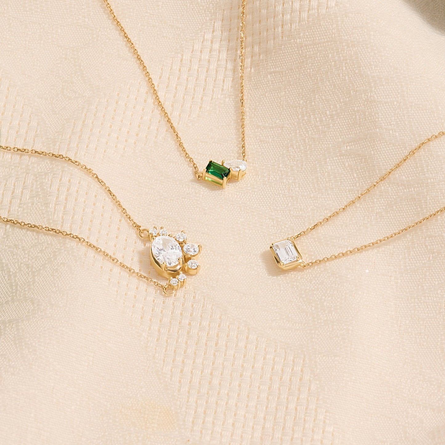 Aurora-1.0 Carats Oval Moissanite Cluster Necklace