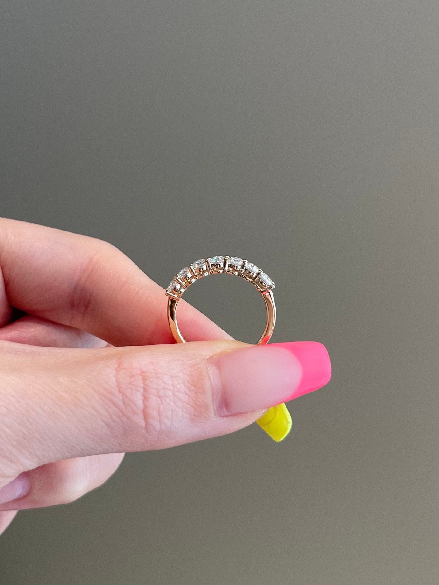 Xavier-0.7 TCW Round Moissanite Half Eternity Wedding Band