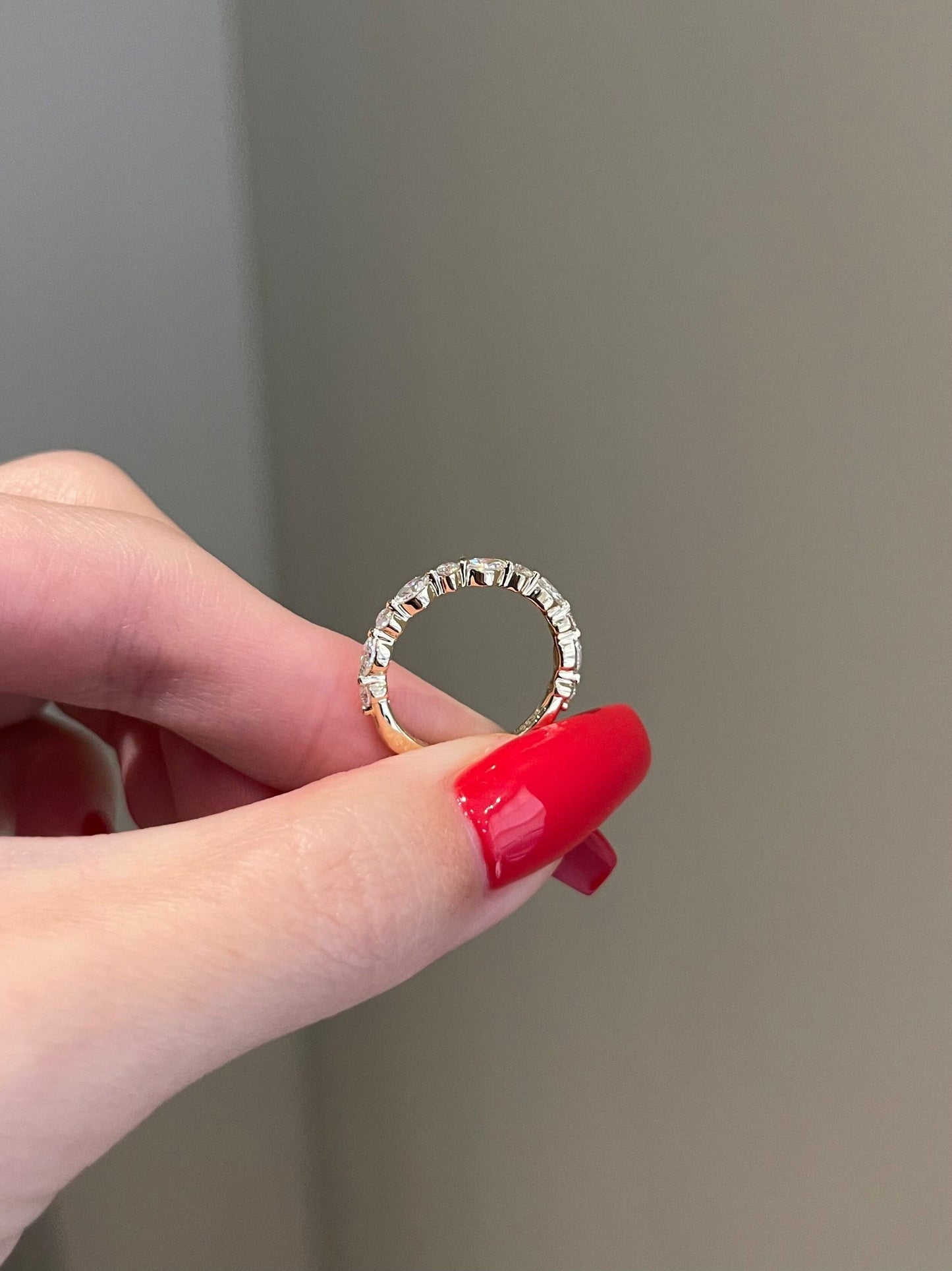 Naomi-0.25 TCW Marquise & Round Moissanite Half Eternity Wedding Band