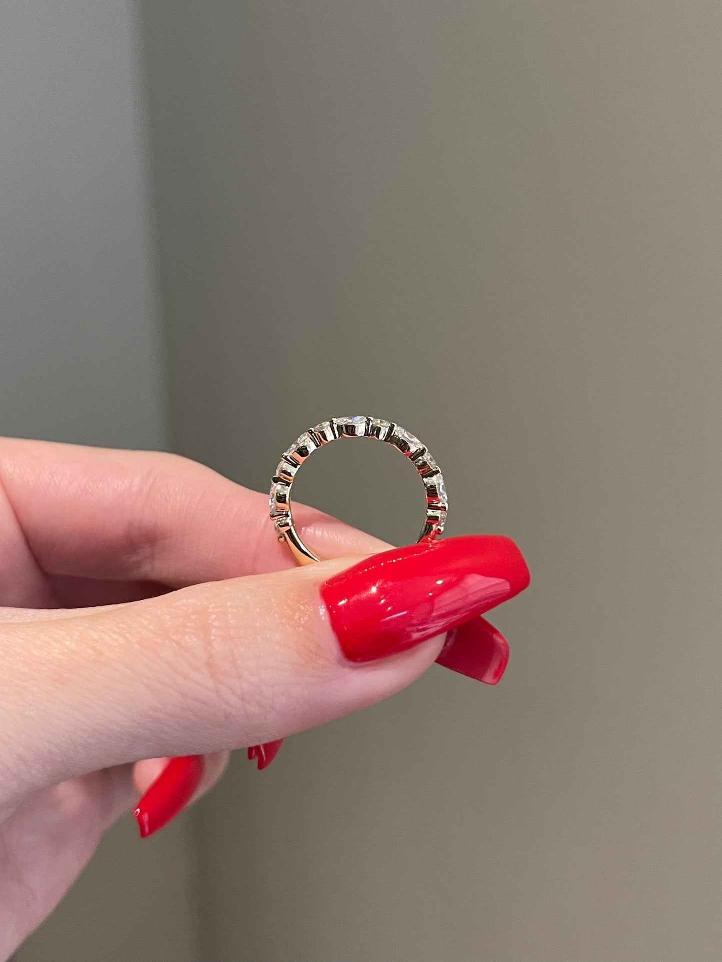 Naomi-0.25 TCW Marquise & Round Moissanite Half Eternity Wedding Band