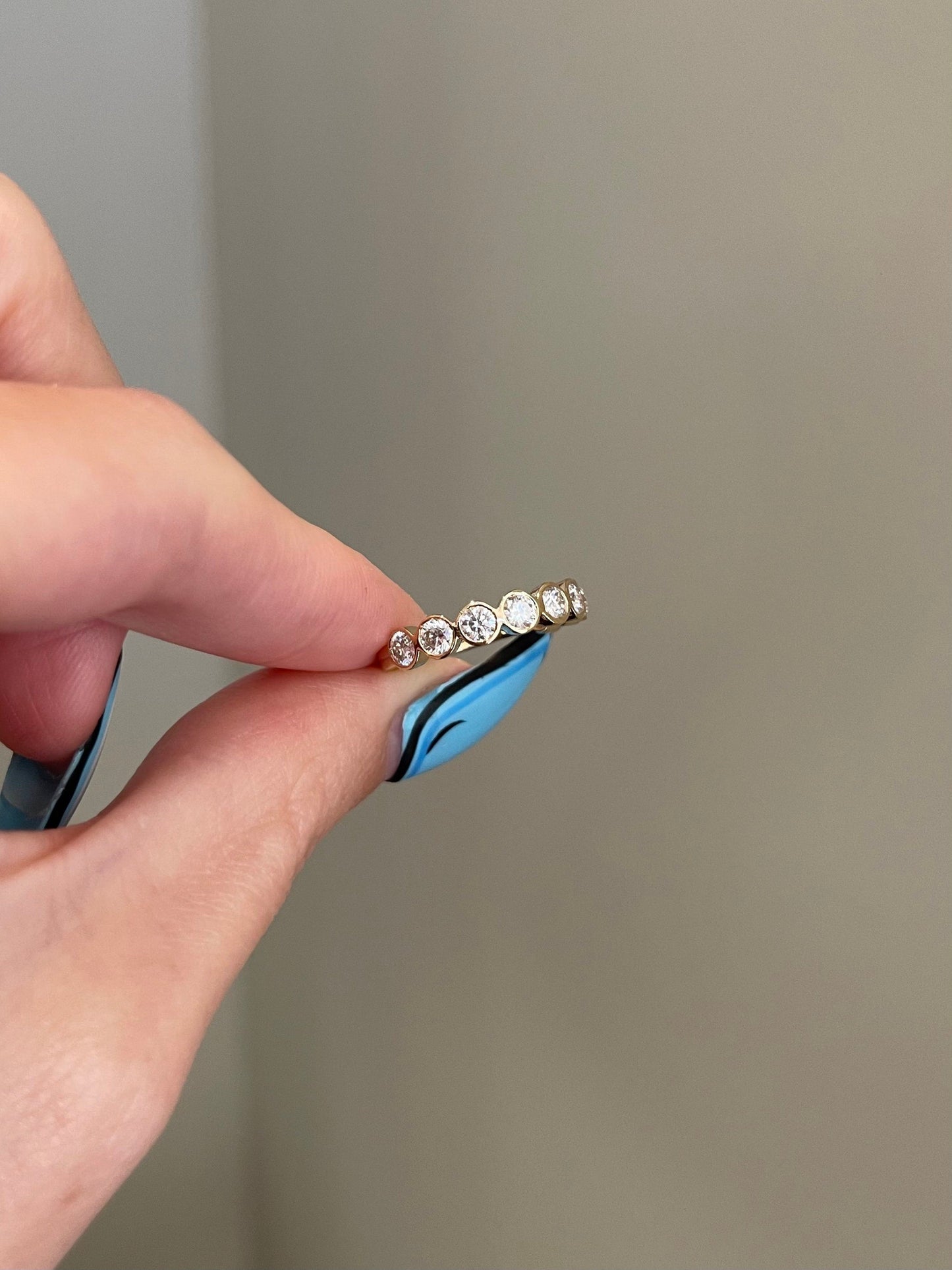 Hunter-0.9 TCW Round Moissanite Half Eternity Wedding Band