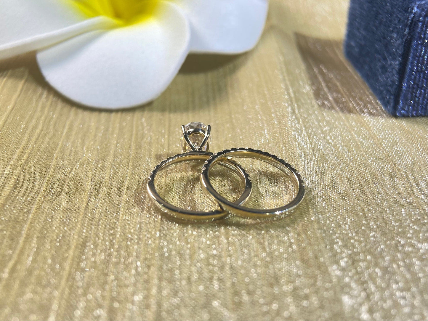 Spencer-1.5 Carats Oval Moissanite Pave Bridal Ring Set