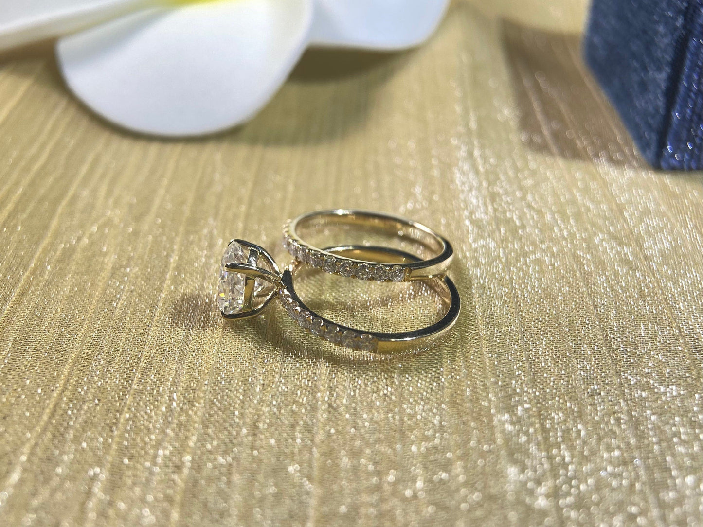 Spencer-1.5 Carats Oval Moissanite Pave Bridal Ring Set