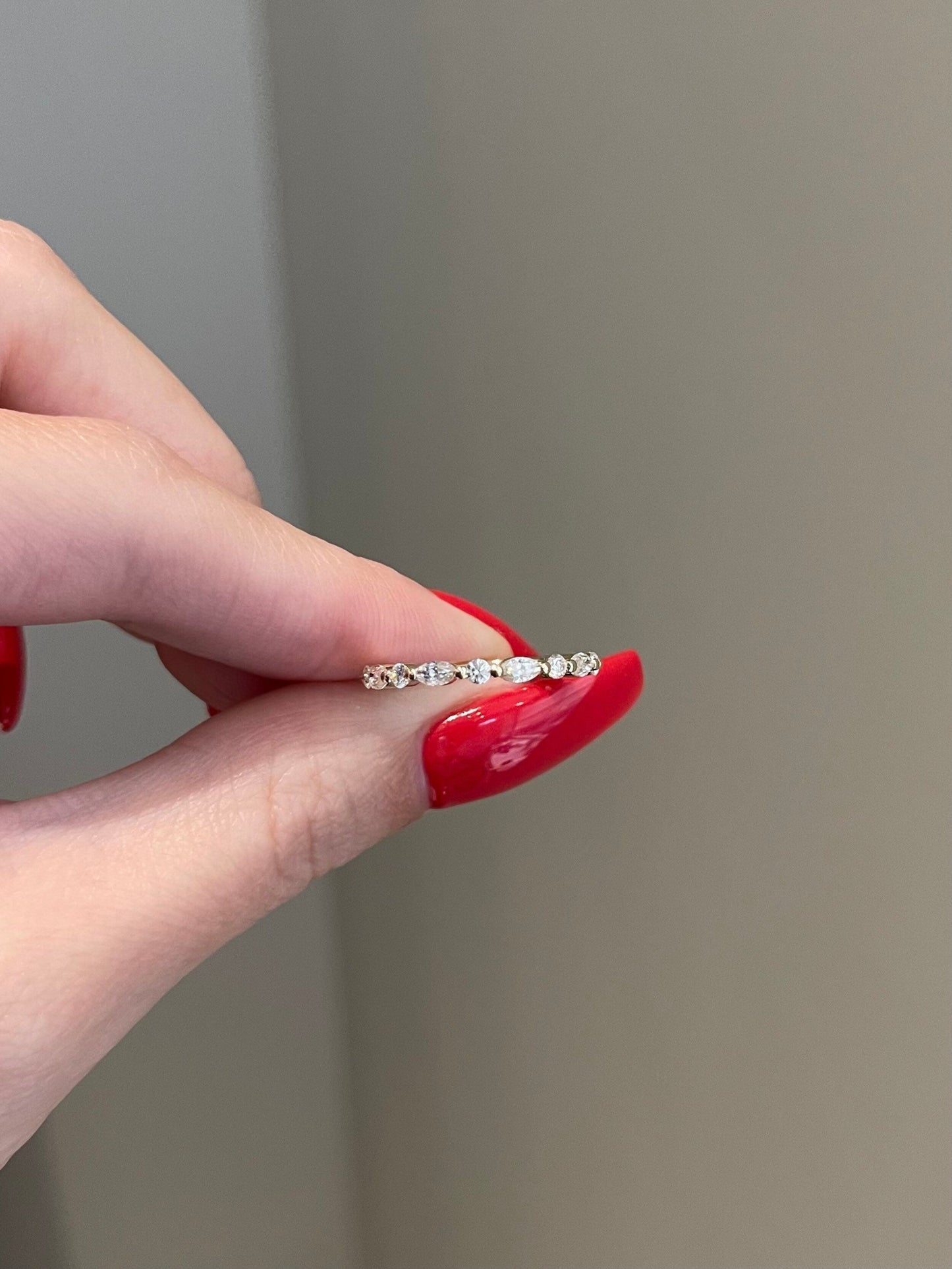 Naomi-0.25 TCW Marquise & Round Moissanite Half Eternity Wedding Band