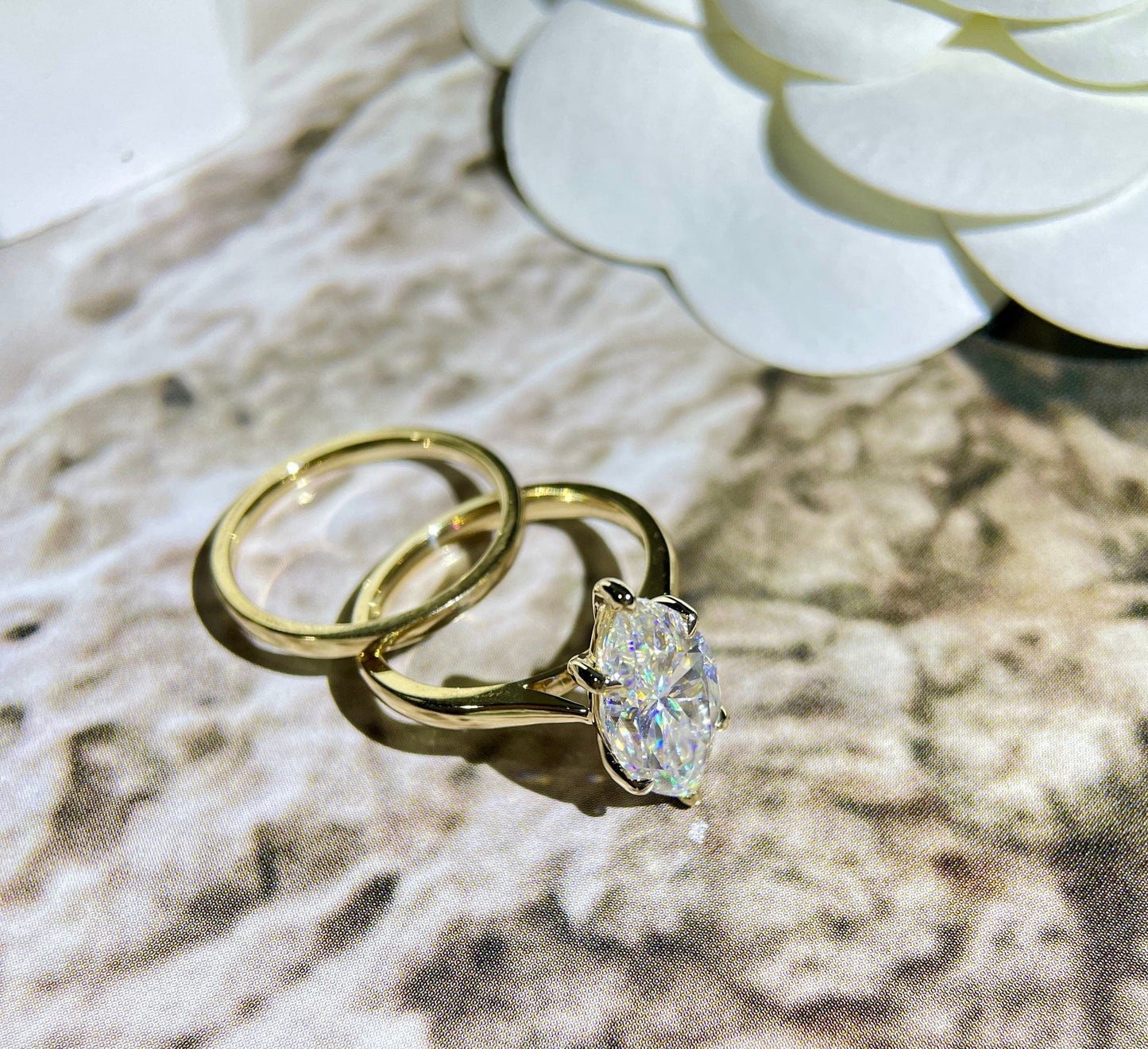 Marley-3.0 Carats Marquise Moissanite Solitaire Bridal Ring Set