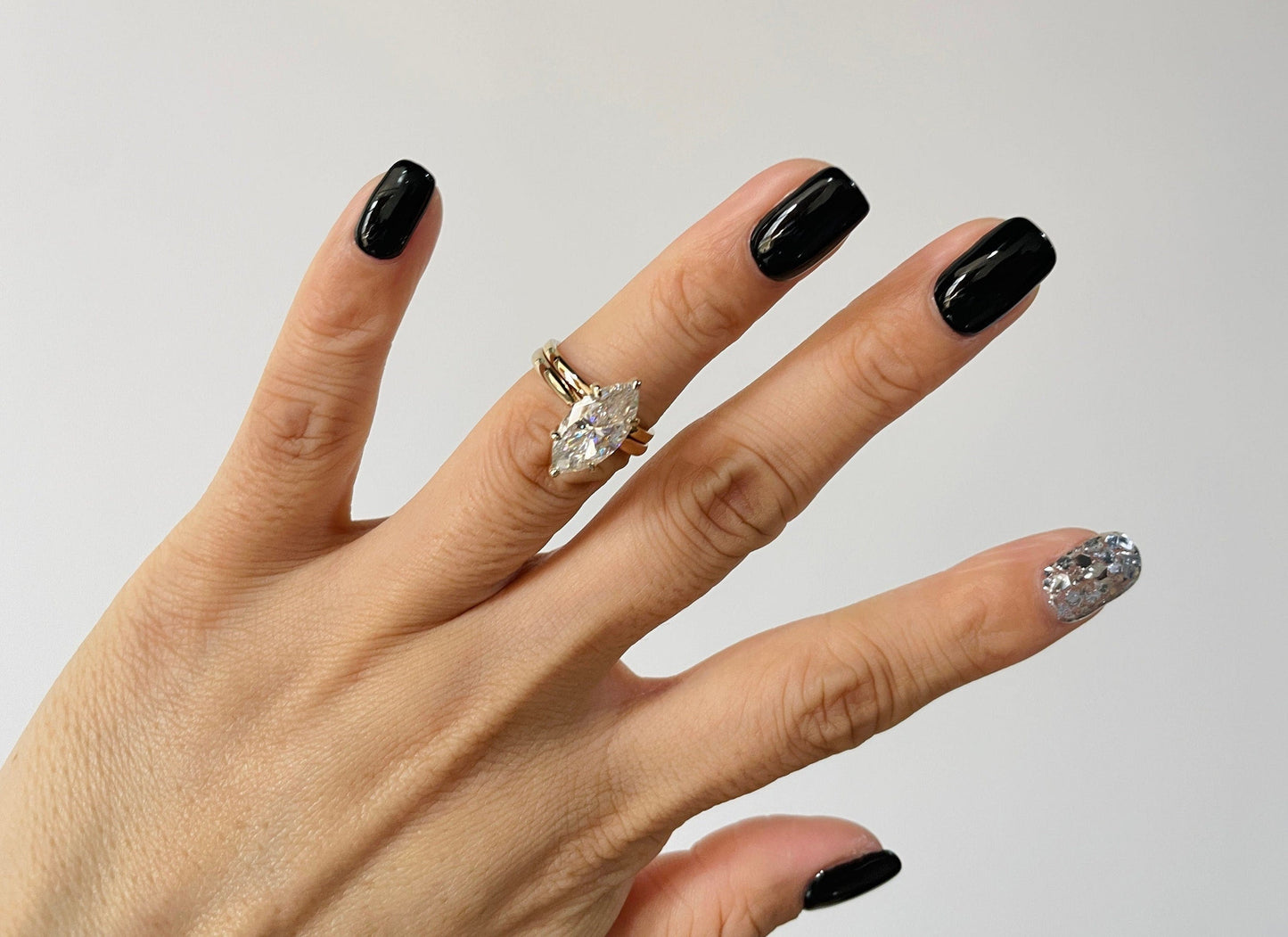 Marley-3.0 Carats Marquise Moissanite Solitaire Bridal Ring Set