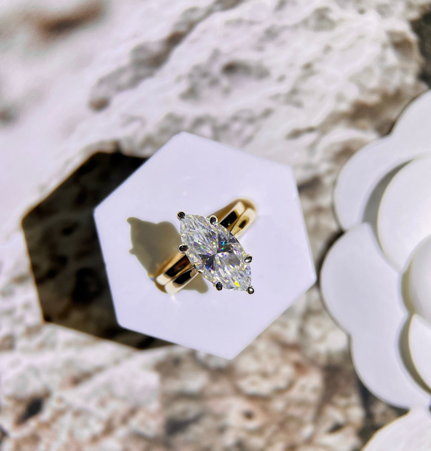 Marley-3.0 Carats Marquise Moissanite Solitaire Bridal Ring Set