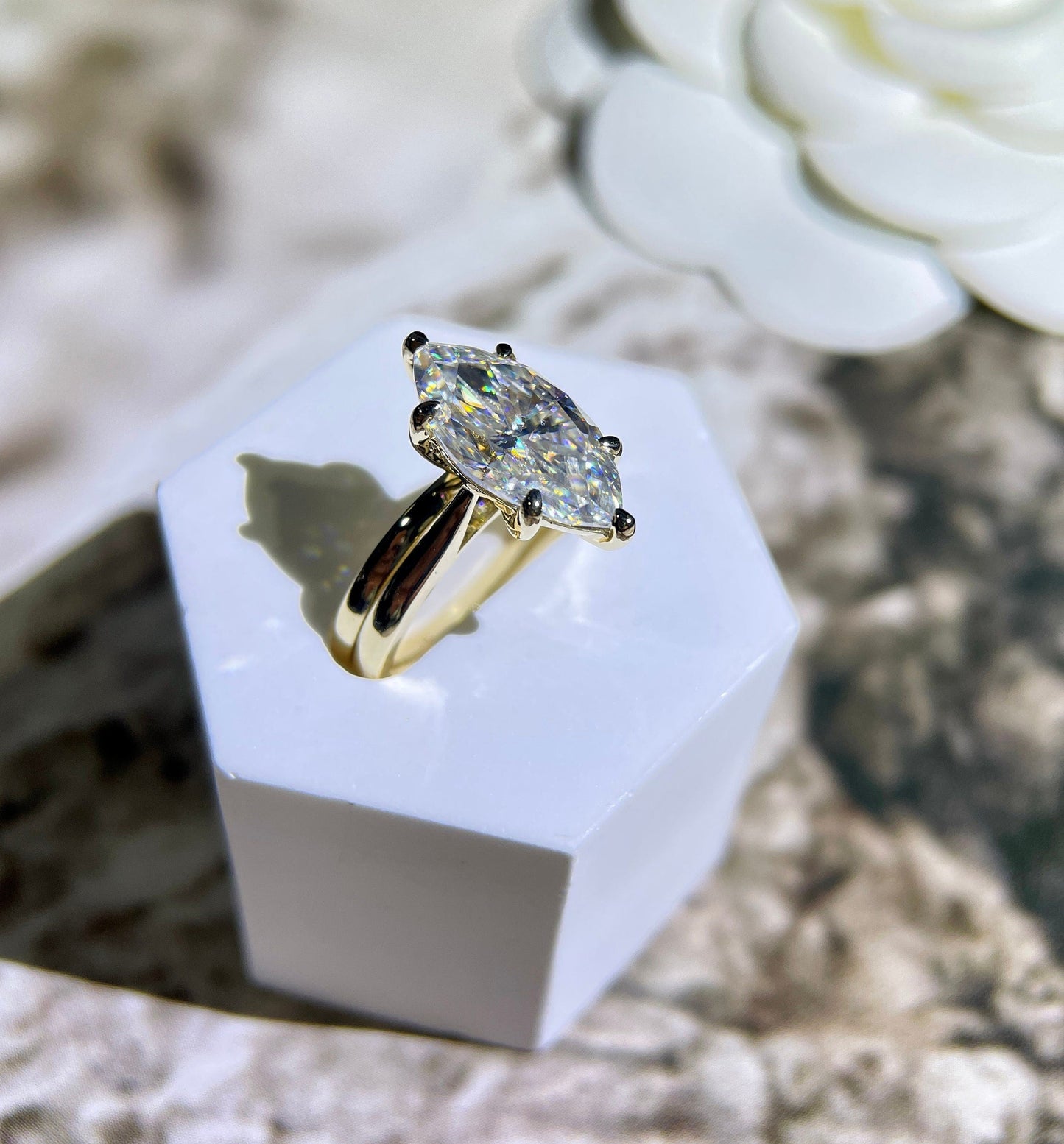Marley-3.0 Carats Marquise Moissanite Solitaire Bridal Ring Set
