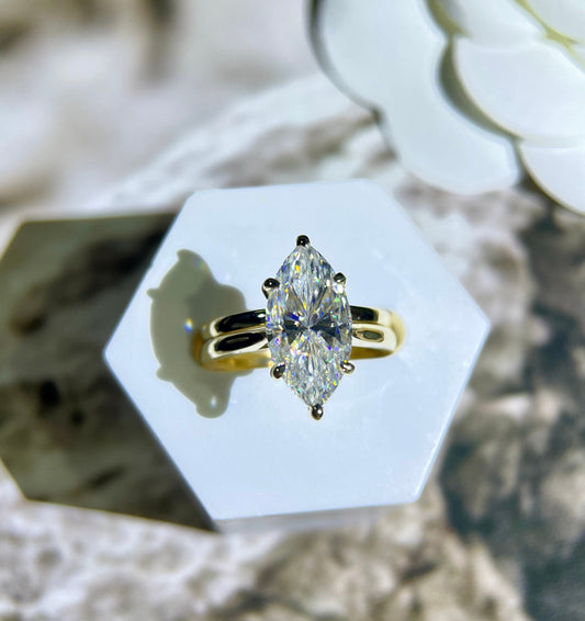 Marley-3.0 Carats Marquise Moissanite Solitaire Bridal Ring Set