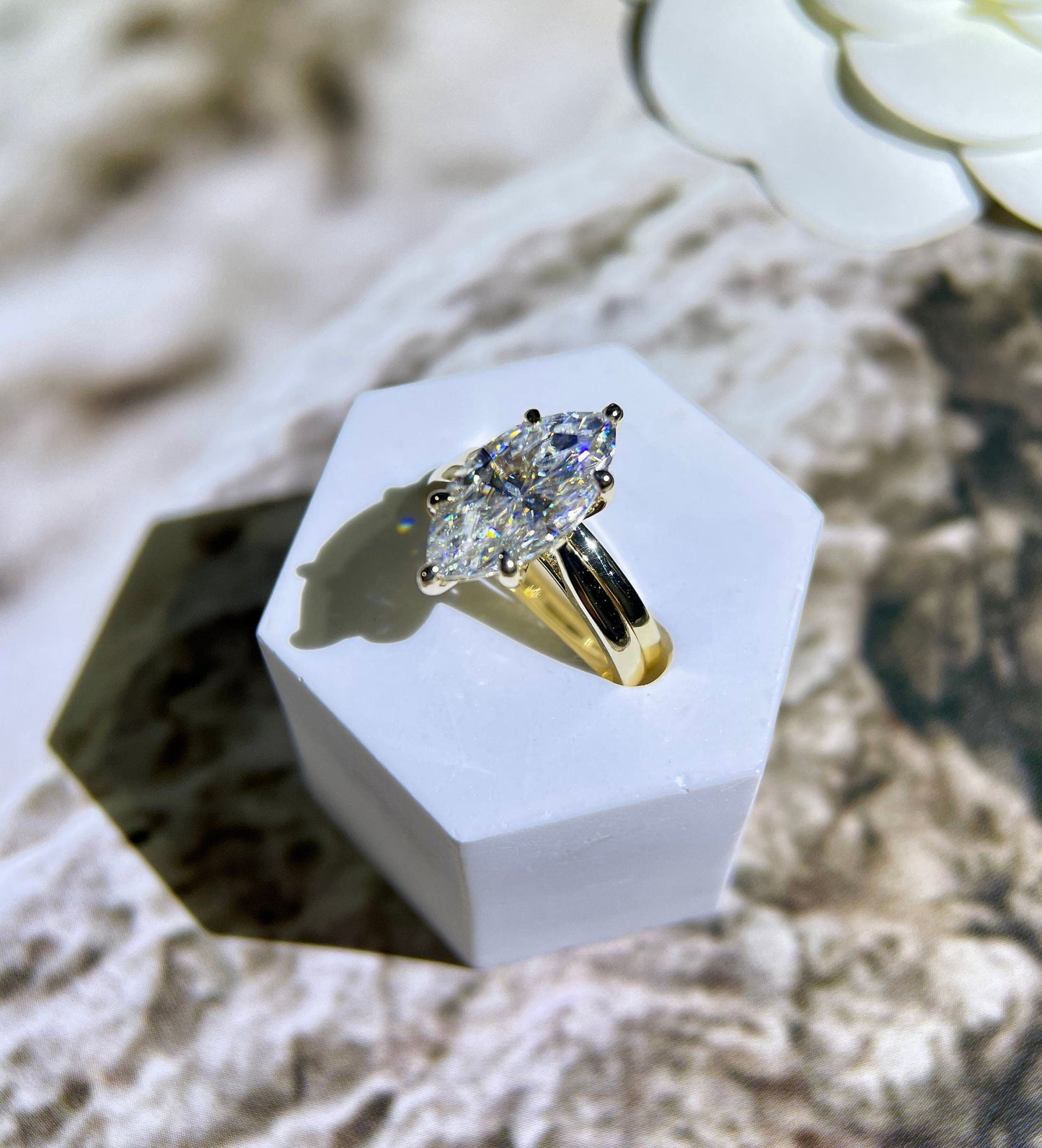 Marley-3.0 Carats Marquise Moissanite Solitaire Bridal Ring Set