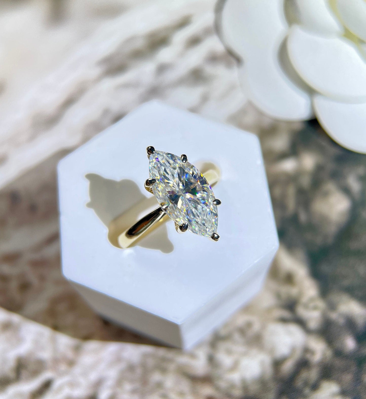 Marley-3.0 Carats Marquise Moissanite Solitaire Bridal Ring Set