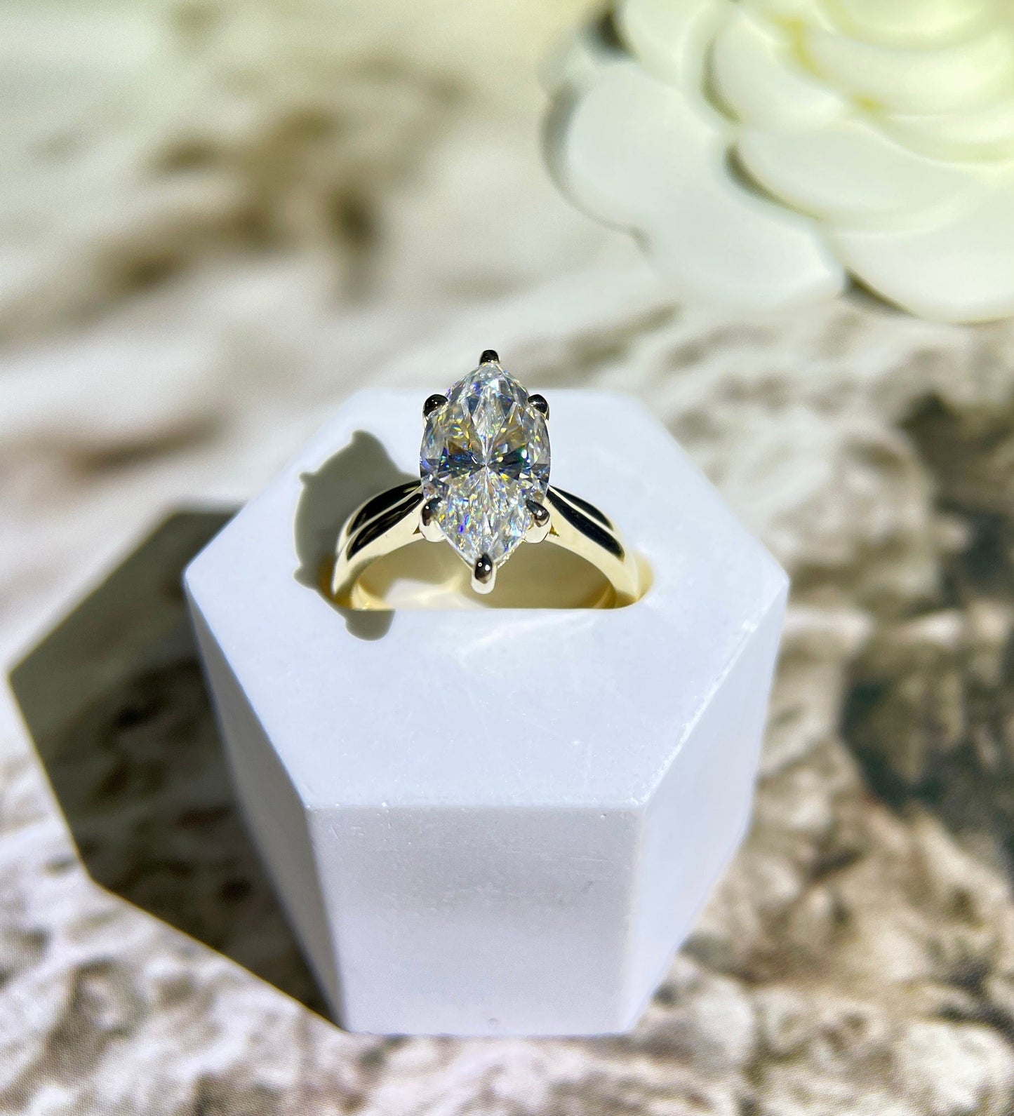 Marley-3.0 Carats Marquise Moissanite Solitaire Bridal Ring Set
