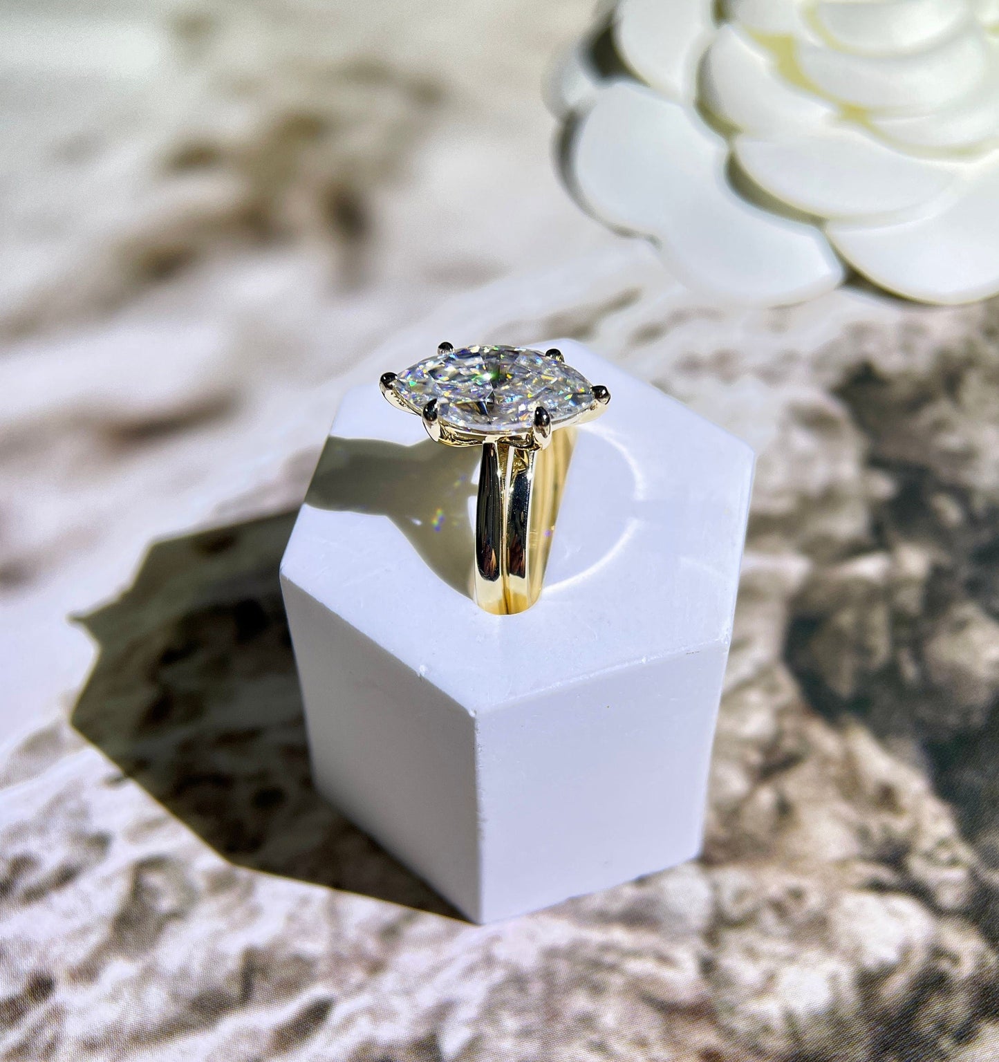 Marley-3.0 Carats Marquise Moissanite Solitaire Bridal Ring Set