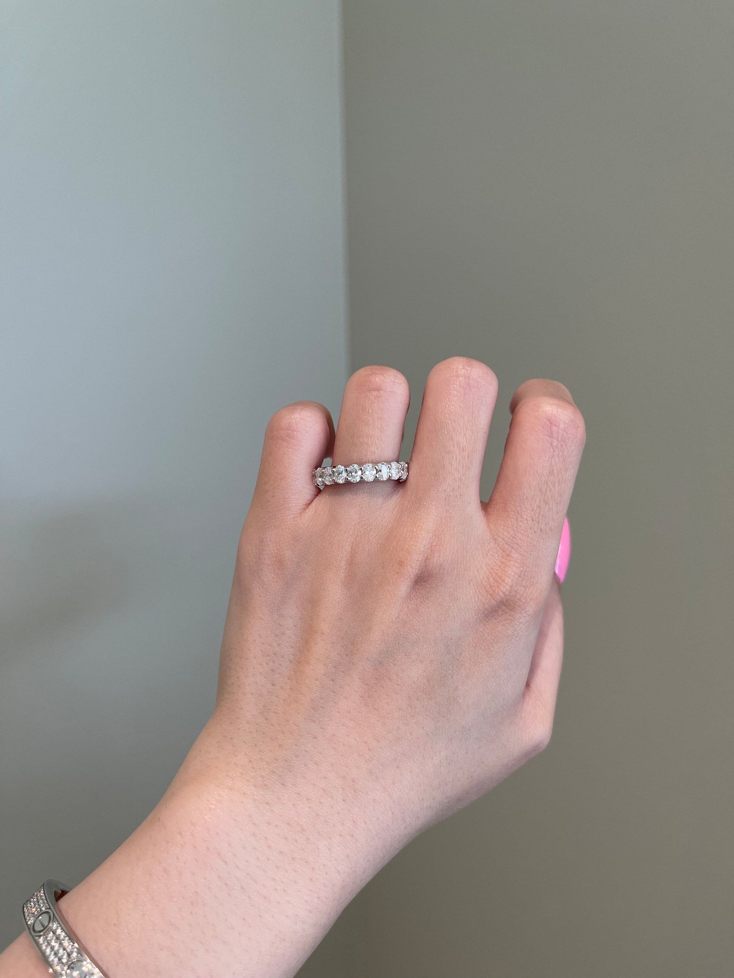Peyton-0.5 TCW Oval Moissanite Full Eternity Wedding Band