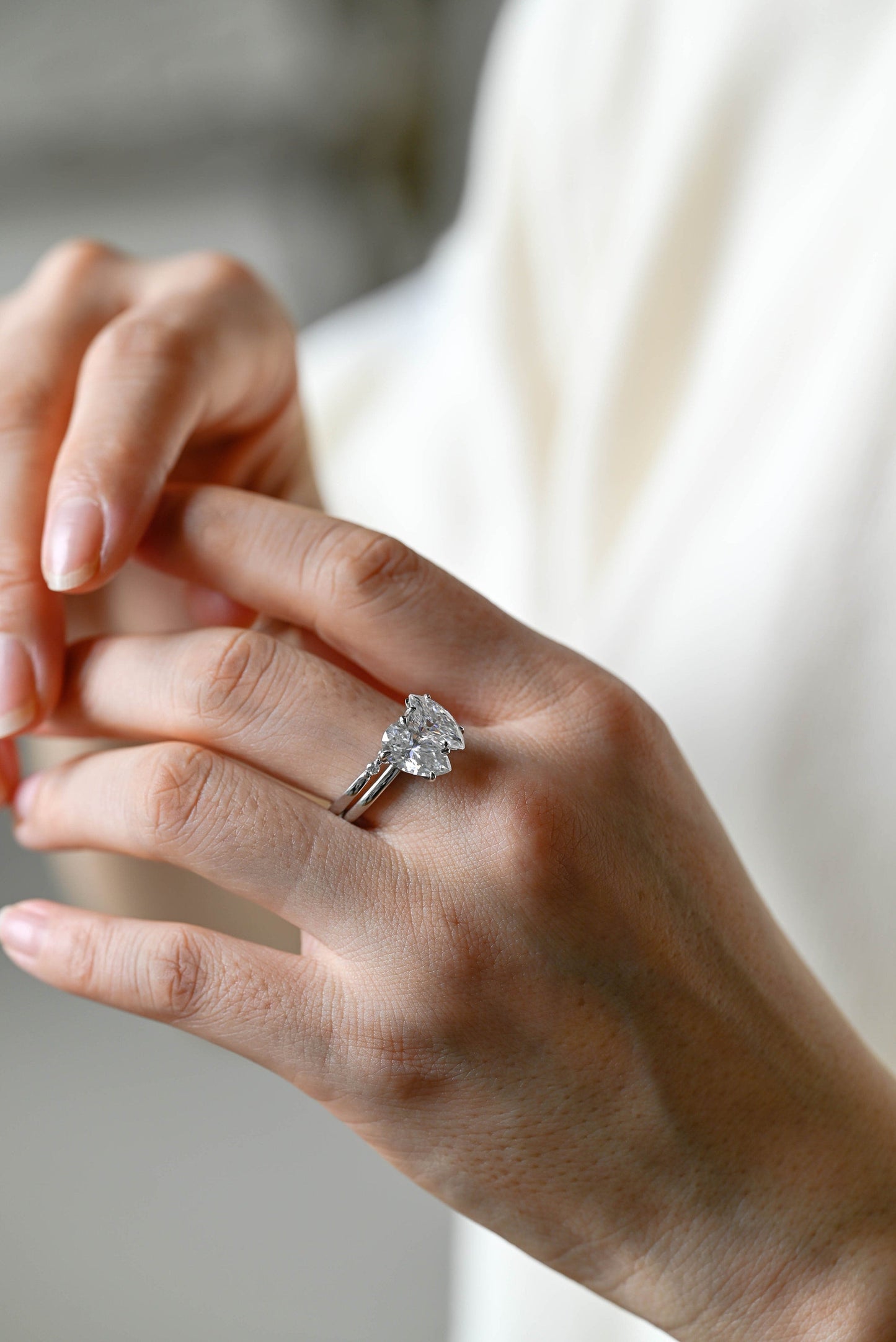 Maeve-4.5 Carats Pear & Marquise Moissanite Two Stone Style Bridal Ring Set