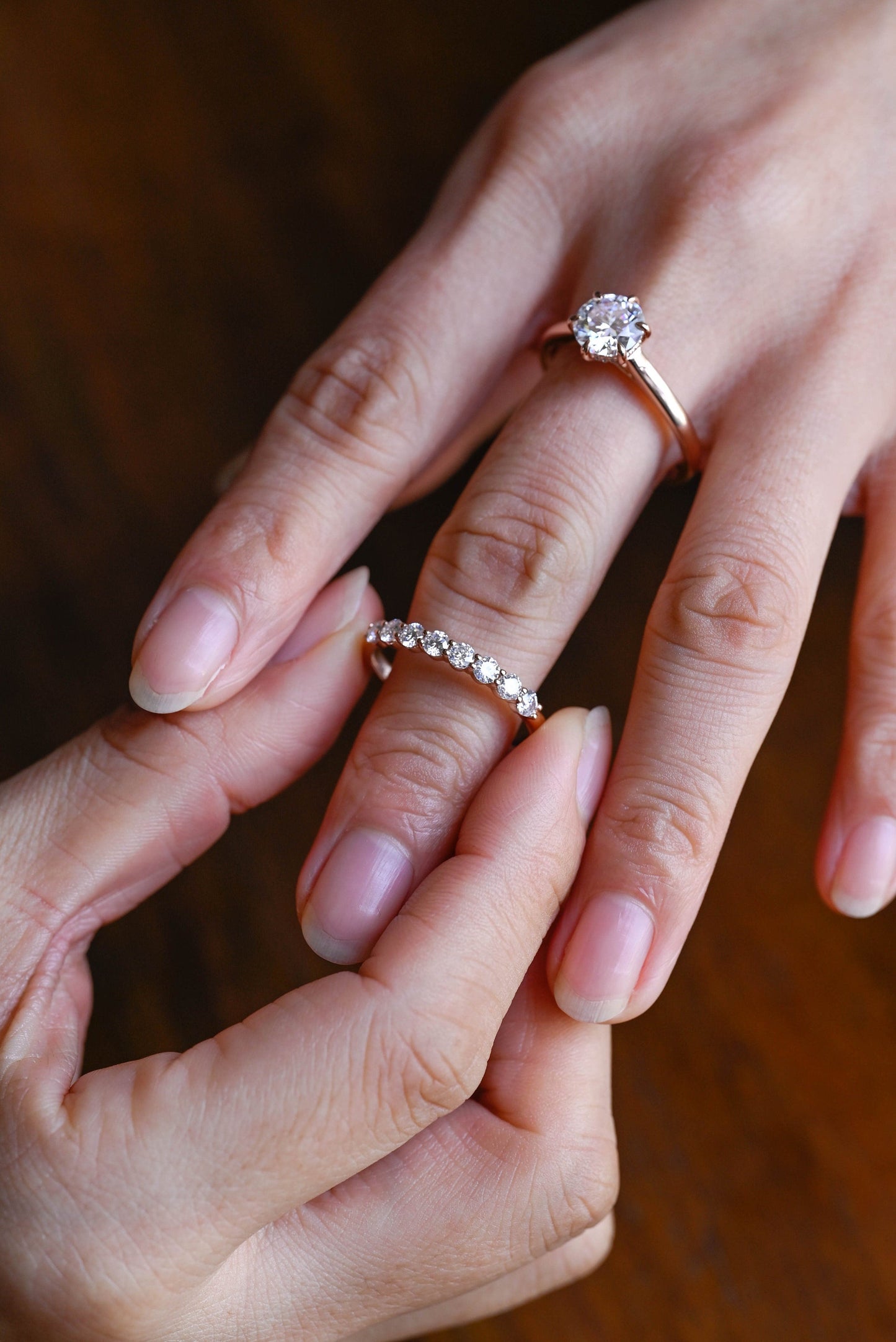 Eliza-2.0 Carats Round Moissanite Hidden Halo Bridal Ring Set