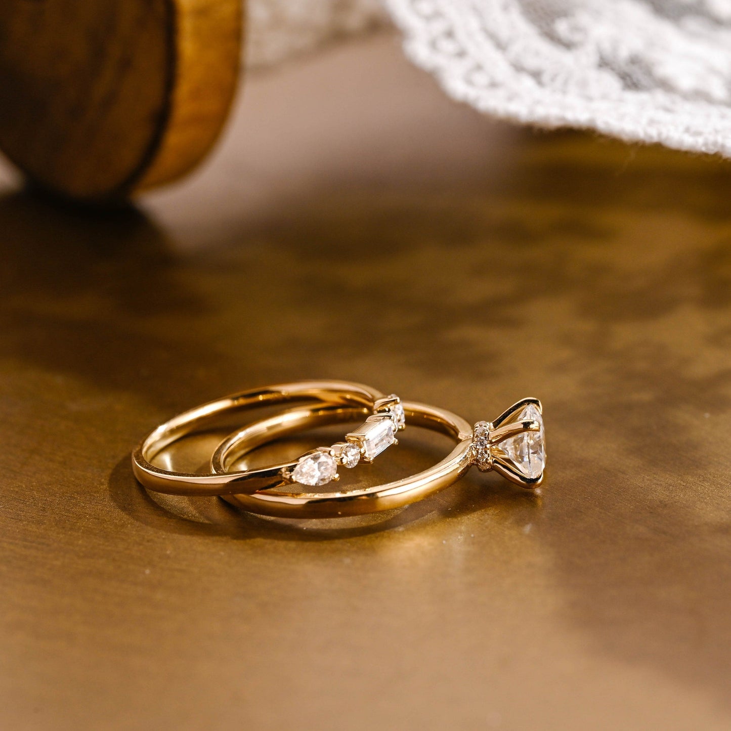 Desmond-1.0 Carats Cushion Moissanite Solitaire Bridal Ring Set