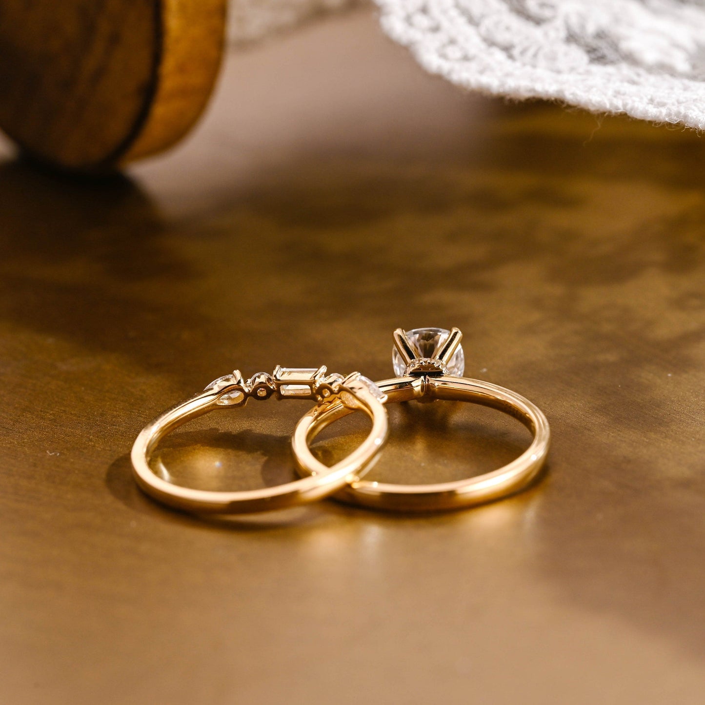 Desmond-1.0 Carats Cushion Moissanite Solitaire Bridal Ring Set