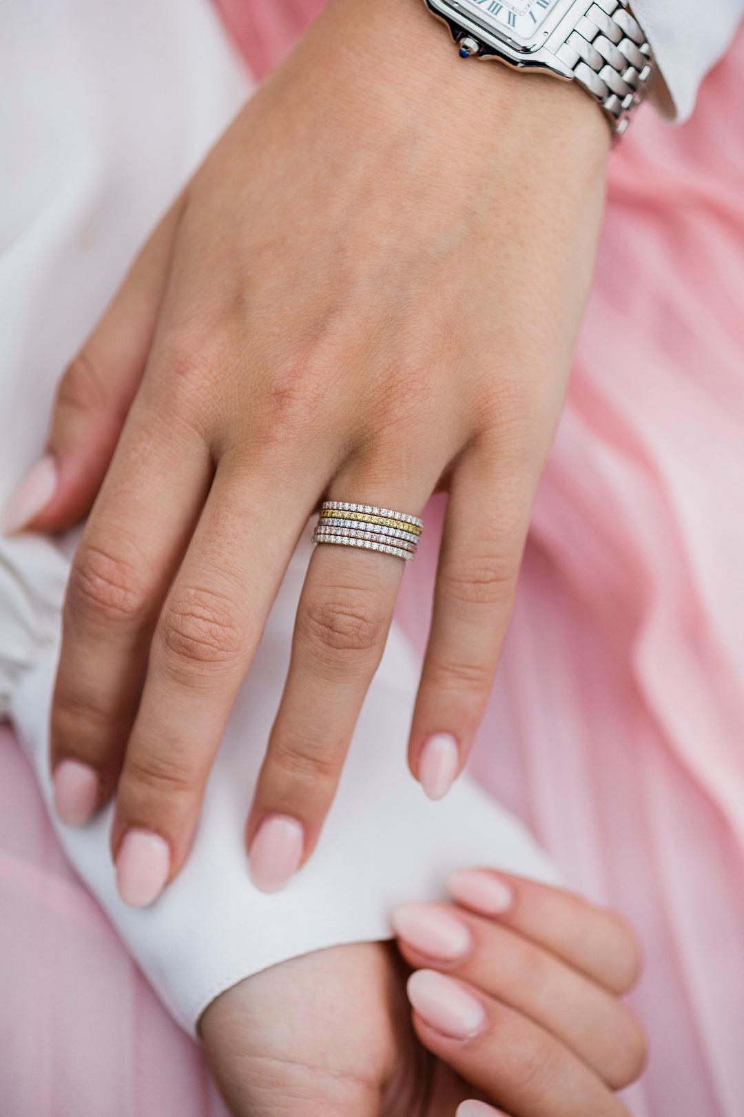 Skylar-0.30 TCW  Round Moissanite Full Eternity Wedding Band