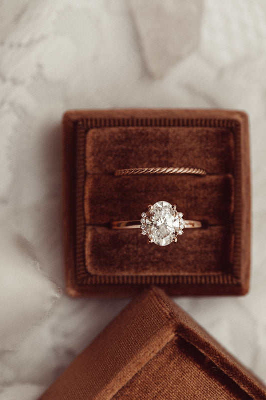 1.75 CT Carats Oval Cut Moissanite diamond Cluster Style Engagement Ring