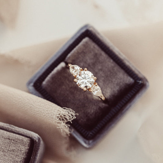 1.25 CT Carats round Cut Moissanite diamond Three Stone Style Engagement Ring