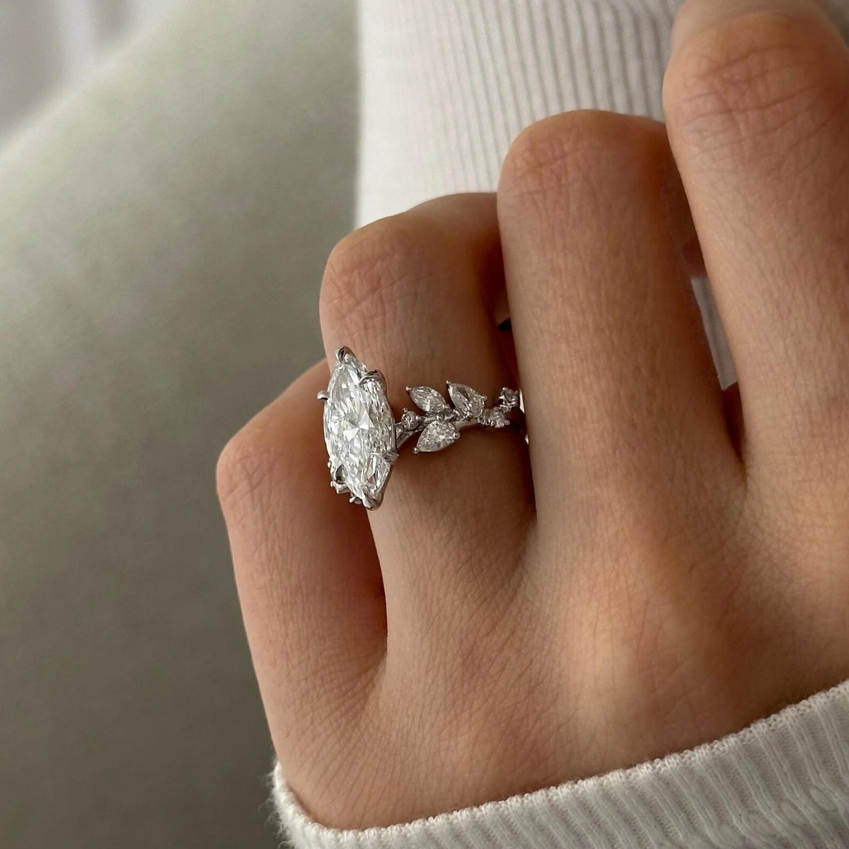 Layken Nature Inspired Marquise Diamond Engagement Ring