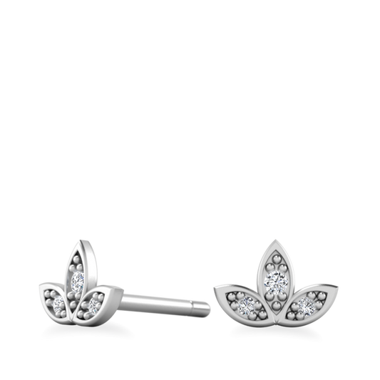 Evelyn- 0.05 TCW Round Moissanite leaf Stud Earrings