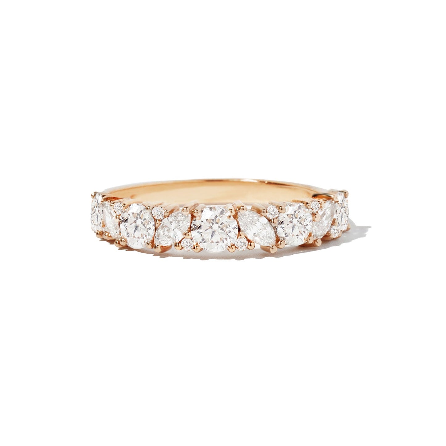 1.08 TCW Marquise and Round cluster Wedding Band