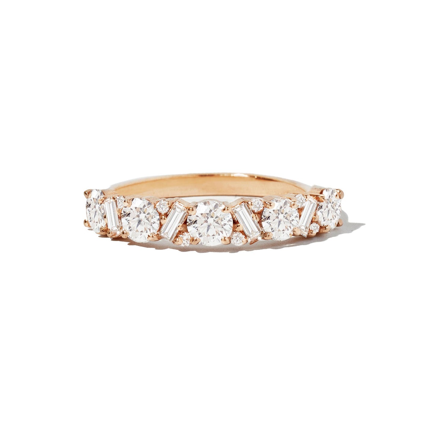 1.02  TCW Round and Baguette Cluster Wedding Band