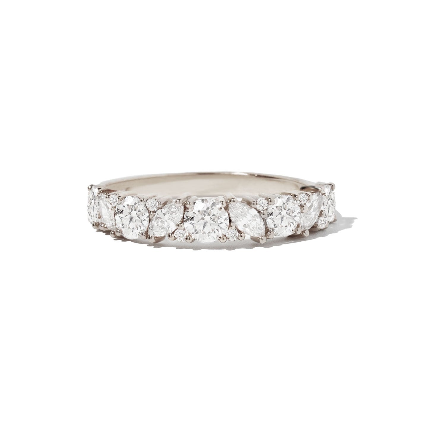 1.08 TCW Marquise and Round cluster Wedding Band