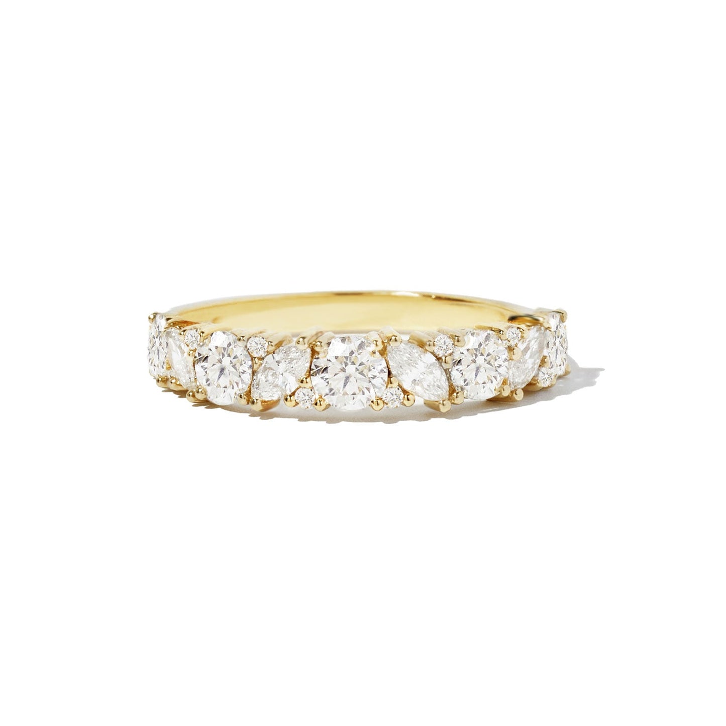 1.08 TCW Marquise and Round cluster Wedding Band
