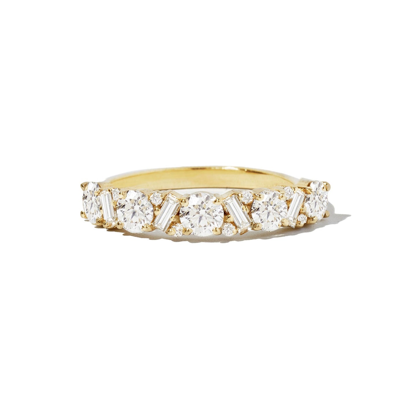 1.02  TCW Round and Baguette Cluster Wedding Band