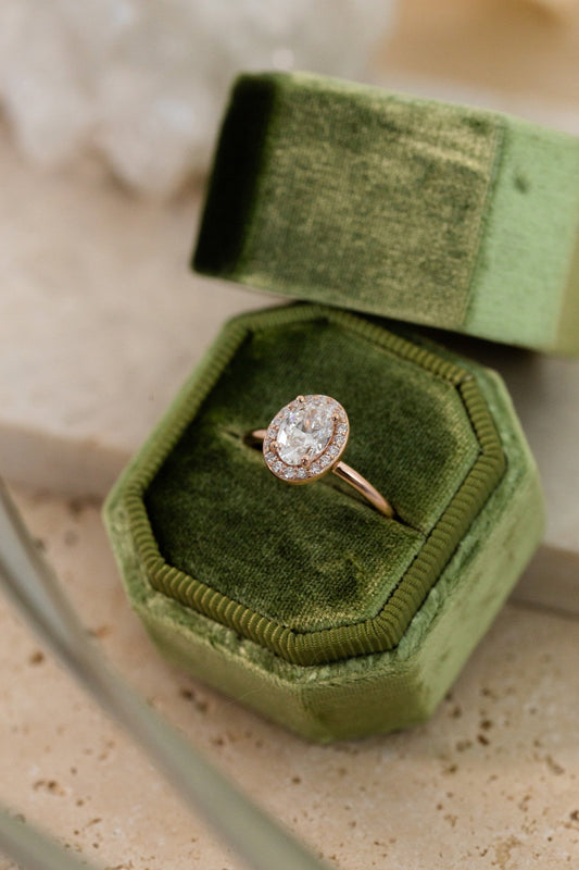 1.00 CT Carats Oval Cut Moissanite diamond Halo Style Engagement Ring