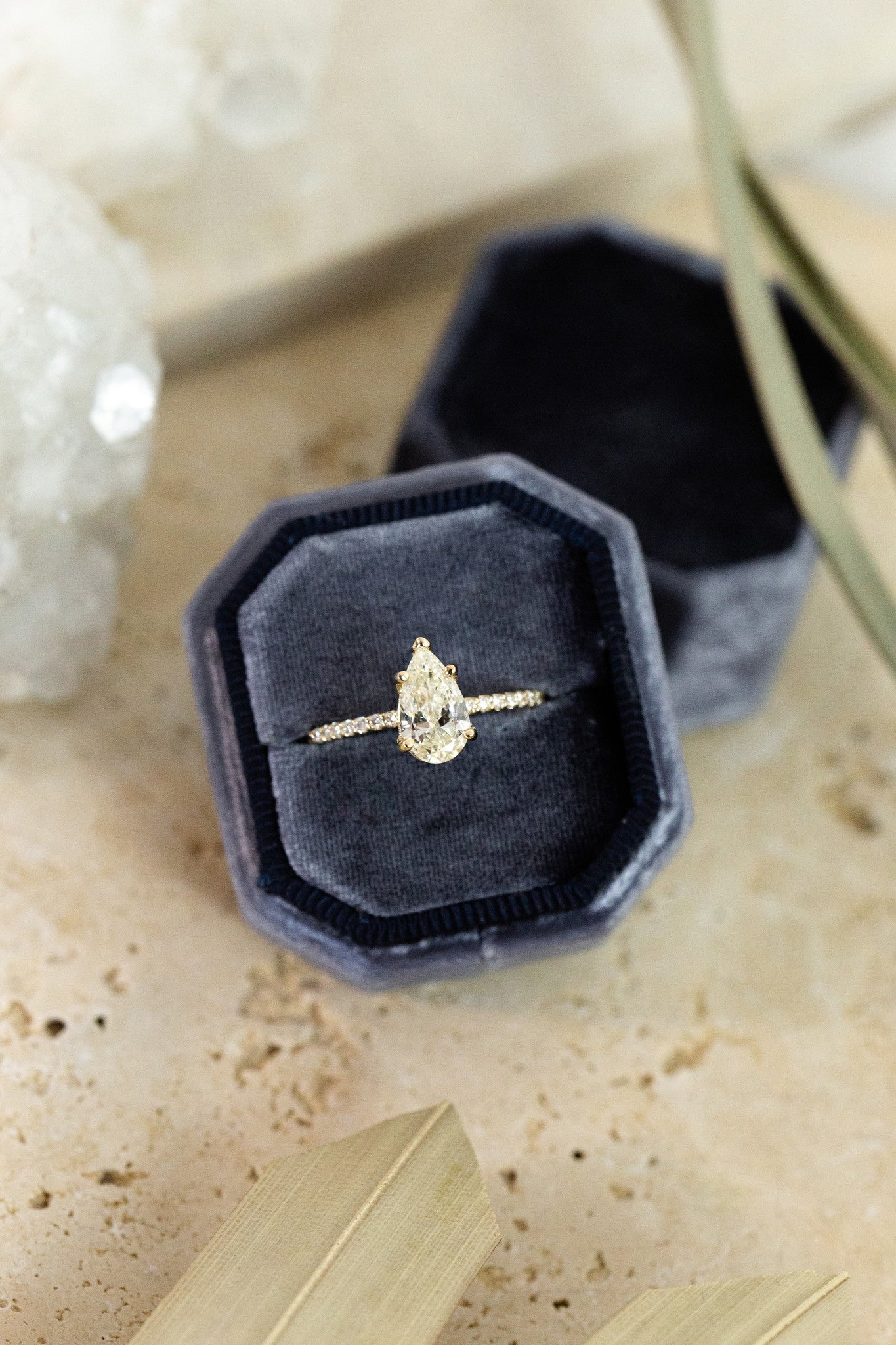 1.00 CT Carats Pear Cut Moissanite diamond Pave Style Engagement Ring