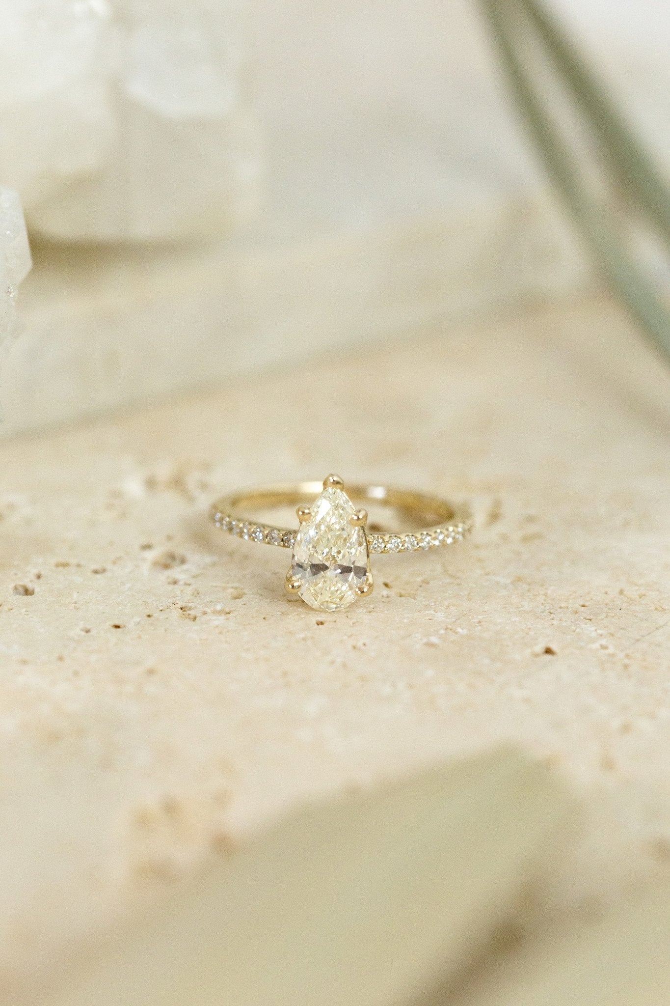 1.00 CT Carats Pear Cut Moissanite diamond Pave Style Engagement Ring