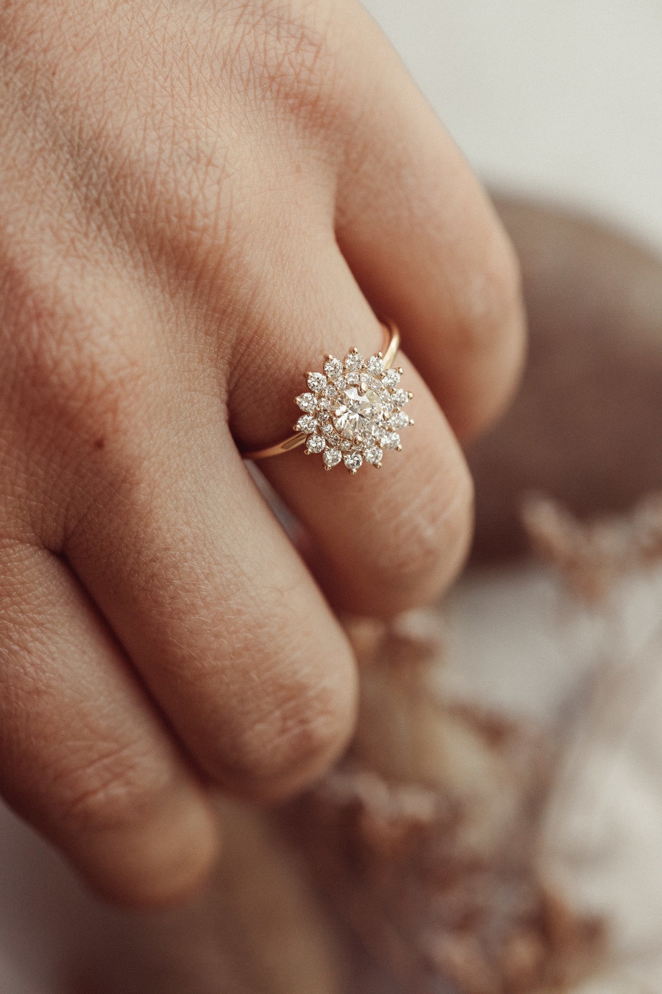 0.50 CT Carats Round Cut Moissanite diamond Halo Style Engagement Ring