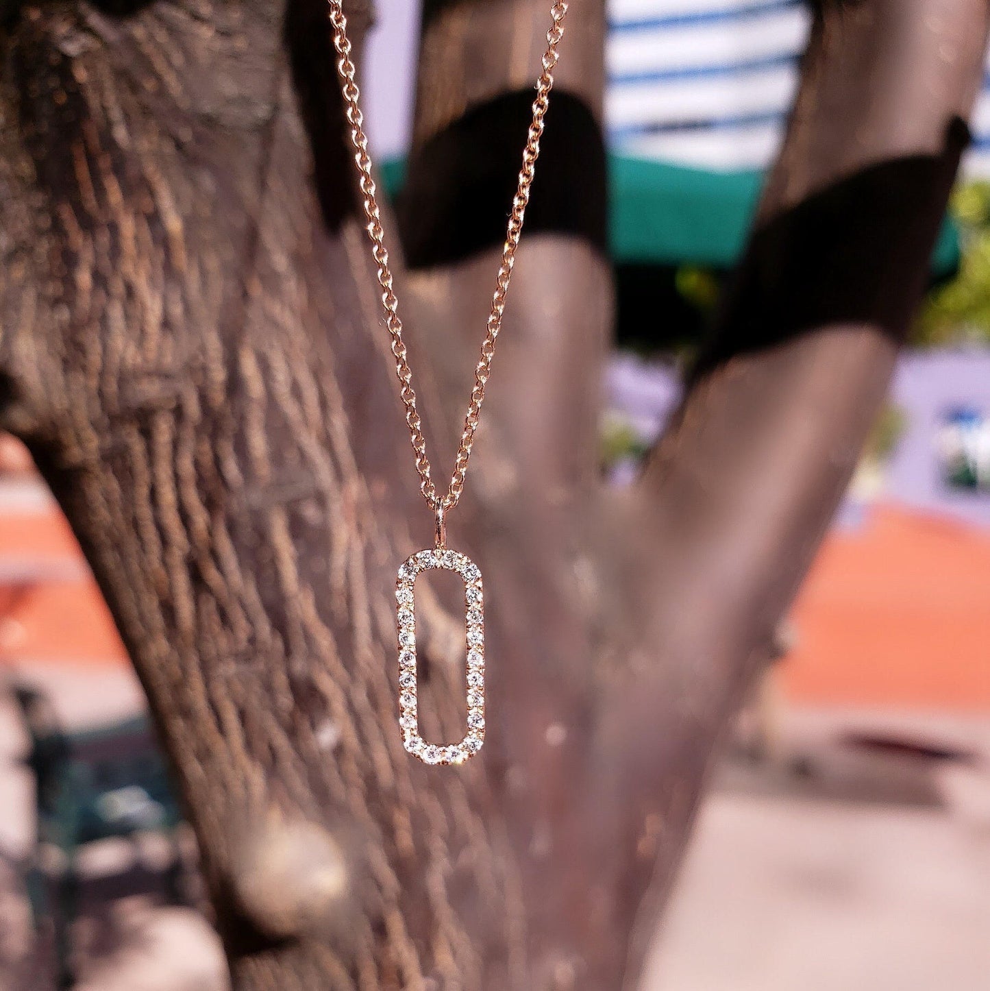 Madison-0.20 Carats Round Moissanite Open Bar Necklace