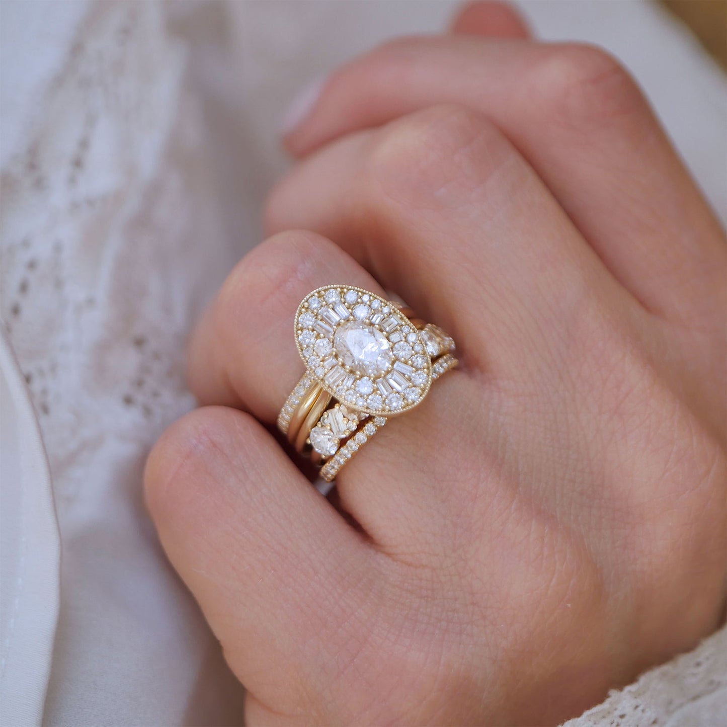 0.70 CT Oval cut CVD Diamond Ballerina Setting Engagement Ring
