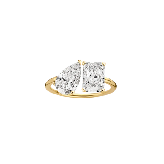2.75 CT Pear and Radiant Diamond Two Stone Engagement Ring