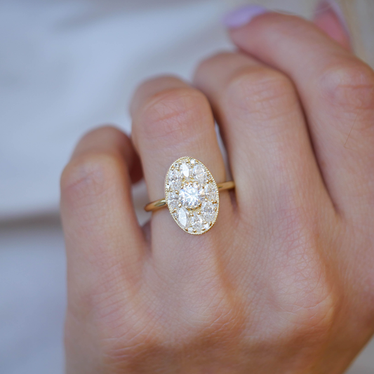 0.5 CT Round Shape CVD Diamond Engagement Ring