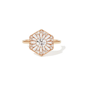0.45 CT Round Shape Ballerina CVD Diamond Engagement Ring